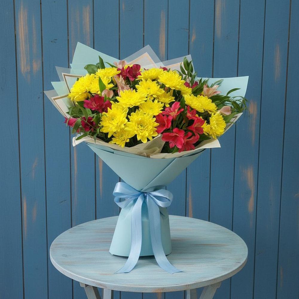 Букет цветов из: Альстромерии и Хризантемы в Тотьме