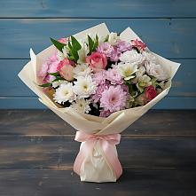 Букет цветов из:  Хризантемы, Альстромерии и Розы #REPLACE_PRED# Тотьме