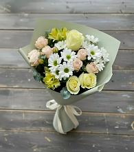 Букет цветов из:  Альстромерии, Розы и Хризантемы в Тотьме